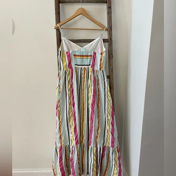 J Crew summer striped seersucker sun dress with elastic smocking at the back. - Picture 5 of 7